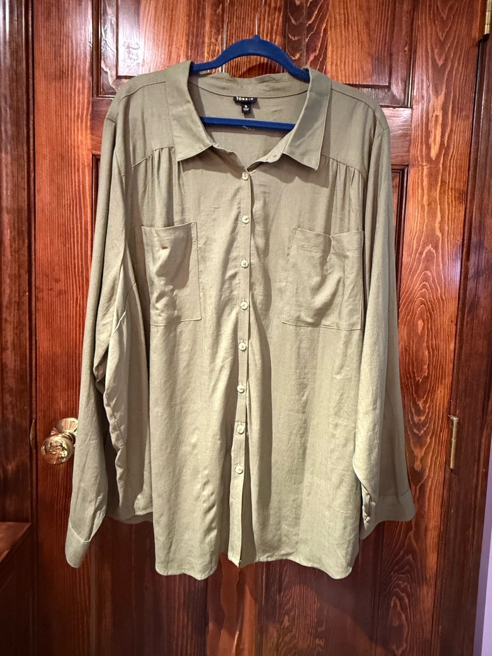 torrid Olive-Style Button Front Casual Shirt - Long Sleeve